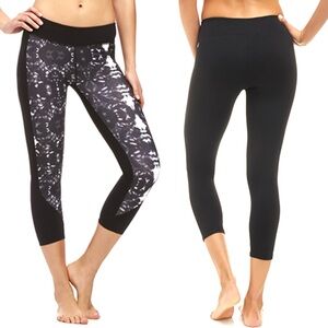 Fabletics Womens Sydney Powehold Cropped Leggings Large Inkblot TieDye Black Gym